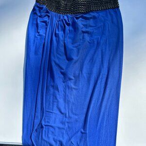 Venus Deep Blue Asymmetrical Skirt – Ruched Detail, Size Large